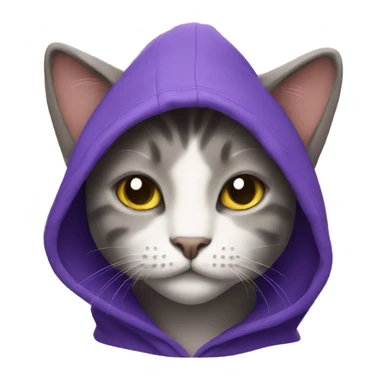 Cat wearing purple hoodie sticker