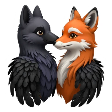 Raven and fox kissing sticker