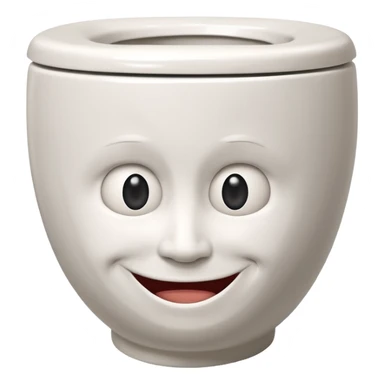 a human head, often with a distorted, grinning expression, emerging from a white, black, or gray toilet bowl sticker