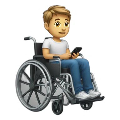boy on wheelchair with iphone sticker