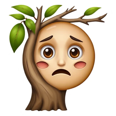 Can you create  an iPhone emoji with a tree branch in one of its eyes and a look of pain

 sticker