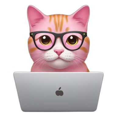 pink british cat with glasses and the laptop sticker