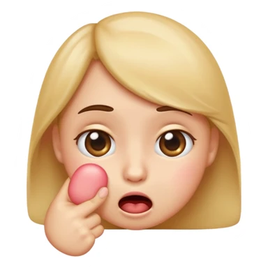 A cute emoji of a shy face biting its index finger, showing embarrassment or flustered feeling. Blushing cheeks, big shiny eyes, small mouth gently biting the finger. sticker