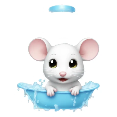 Cute white mouse taking a shower sticker