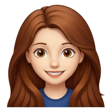 create a girl with chestnut colored long hair, hazel eyes and beautiful smile sticker