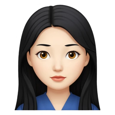 Que sea una mujer blanca pelo negro y largo y medio achinada sticker