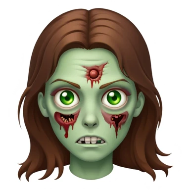 a zoombie with long brown hair and green eyes  sticker