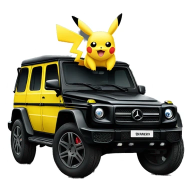 Pikachu on a black g wagon sticker
