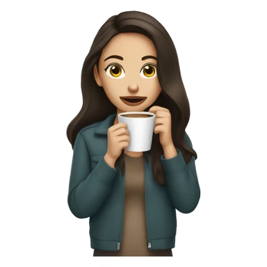 Brunette girl sipping coffee eyes closed  sticker