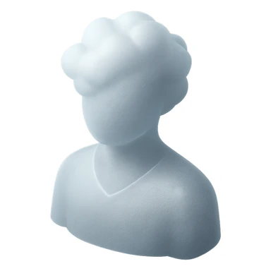 shoulder up, person made of white fluffy clouds, front view, matte glass style sticker
