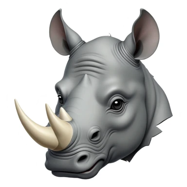 cinematic-noble--rhinoceros-portrait-emoji,slate-grey-hide--poised-and-regal,-with-a-massive,-powerful-build-and-a-thick, ivory horn, -deep-set-soulful-piercing-eyes,-simplified-yet-sharp-and-sophisticated-features,-highly-detailed,-large-black-eyes, zoomed out showing shoulders sticker