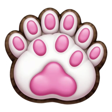white cat fluffy paw, from the bottom, vivid pink toe beans, cute sticker