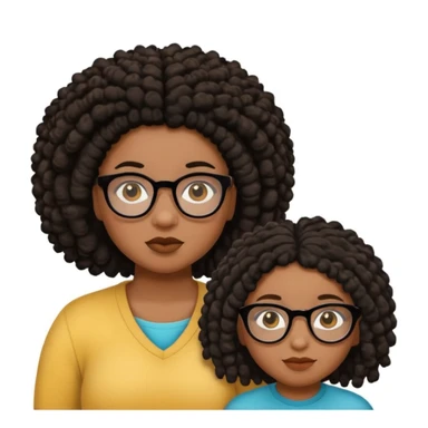 Chubby brown skin girl with glasses, brown eyes, black curly afro and a shorter skinny vrown skin girl with black dreadlocs and brown eyes sticker
