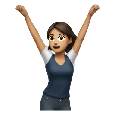 girl brunette with arms up in the air sticker