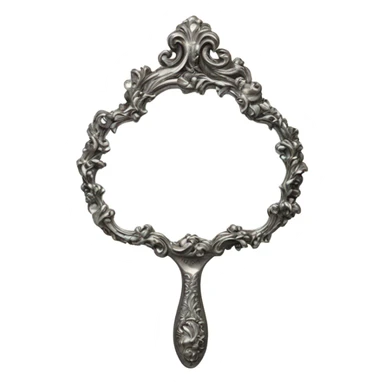 vintage rococo silver hand mirror sticker