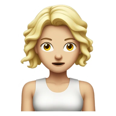 Angry white girl with hands in front of her body  sticker