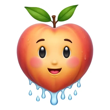 Emoji of a peach dripping water sticker