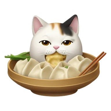 cat eating Steamed dumplings sticker