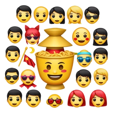 Cinematic Realistic V-pop Music Pop Culture Emoji, showcasing a modern, energetic representation of Vietnamese pop culture rendered with vivid textures and dynamic, colorful lighting. sticker