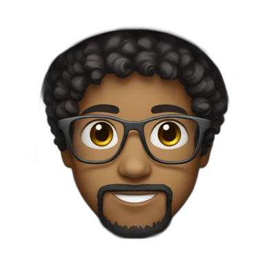 Light skinned Boy with black short curly hear and beard and glasses wearing a white astronaut suit sticker