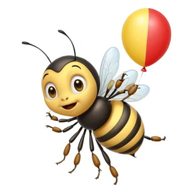 Bees with red Birthday Hat, Excited bee carrying balloon sticker