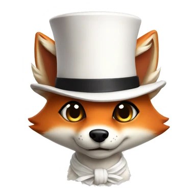 Chibi fox with wide eyes with white tophat  sticker