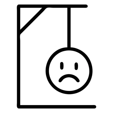 simple emoji hanging on a gallows, minimalist, no text, sad facial expression sticker