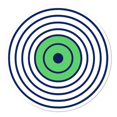A target with navy rings and a vibrant green bullseye, with a border, sticker style sticker