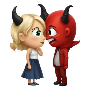 cute devil kiss a girl sticker