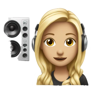 Audio technician blonde girl with a dj desk sticker