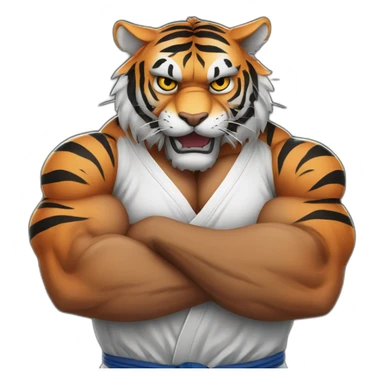 Tiger with evil face   jiu jitsu with his arms crossed sticker
