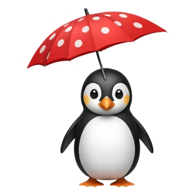 Penguin with red polka-dot umbrella sticker