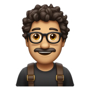imágen al estilo de Disney Pixar de un chico moreno, con el pelo  muy corto y un poco de tupé, con gafas de pasta negra, ojos marrones, nariz pequeña,labios gruesos y barba de 3 días sticker