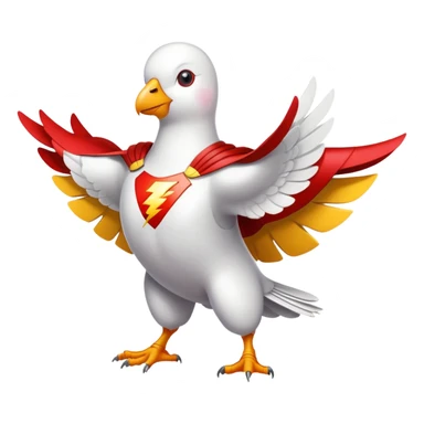 white pigeon wearing Flash superhero suit sticker