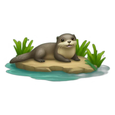 Une loutre en haut d'un tortue sticker