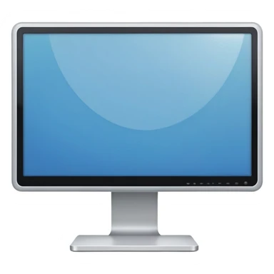 A flat-style illustration of a computer monitor . The monitor is sleek and modern, rendered in minimal detail. front view sticker