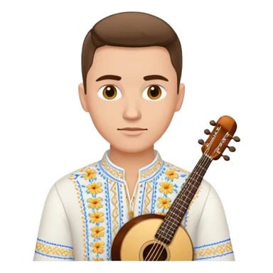 A musician in a white Ukrainian embroidered shirt sticker