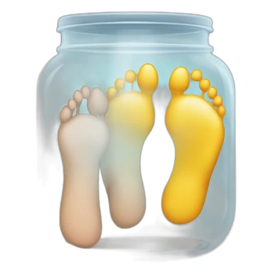 two human feet right and left outside of an empty glass jar between them sticker