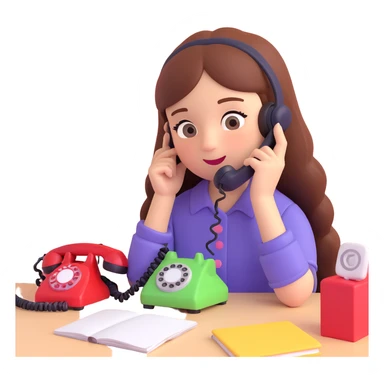 girl talking on telephone in her room sticker