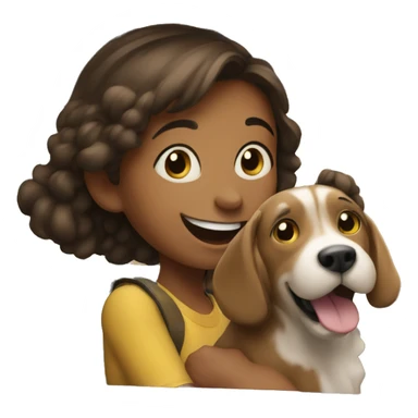 happy girl with dog in car sticker