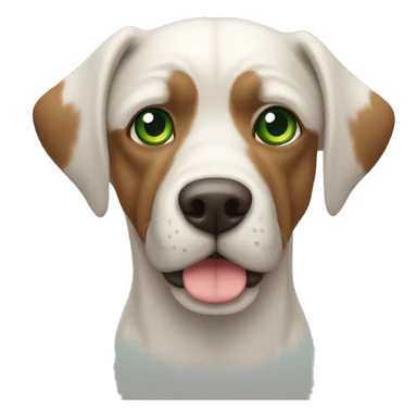 Perro de pelo corto, de manchas blanco y cafe, de complexión robusta y de ojos color verde sticker