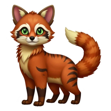 Colorful tropical exotic cute cool beautiful shiny beautiful fantasy-caracal-civet-genet-Gryphon-Cacomistle-Trico-Red-Panda-oncilla-animal-Fakémon-hybrid-fursona (full body) sticker