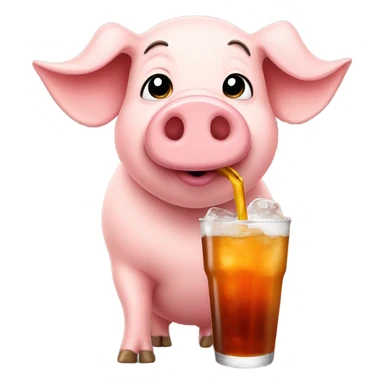 pig drinking soda sticker