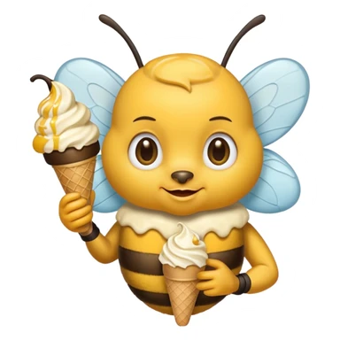 honeybee with ice cream in hand sticker