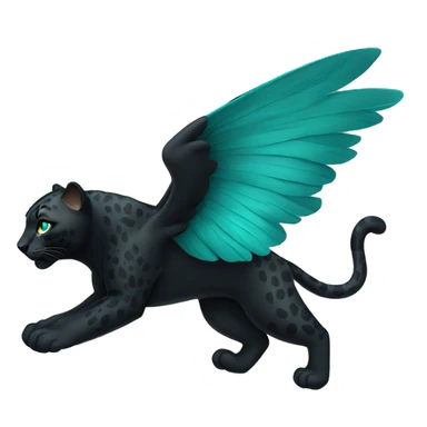 winged black leopard with turquoise eyes flying sticker
