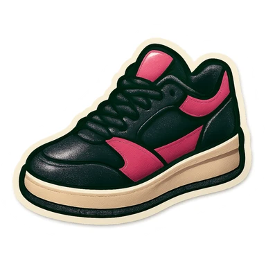 black and pink sneaker, fun and trendy, vintage sticker look sticker