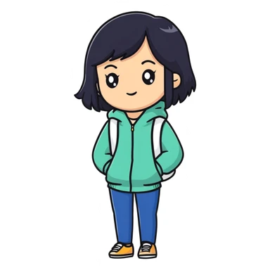 young woman with black hair, 25 years old sticker
