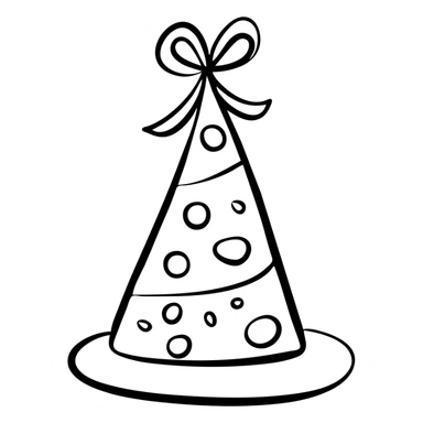 A fun birthday party hat with polka dots and ribbon sticker