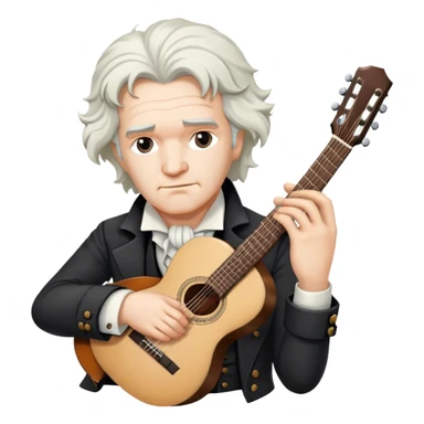 White haired Beethoven with guitar sticker