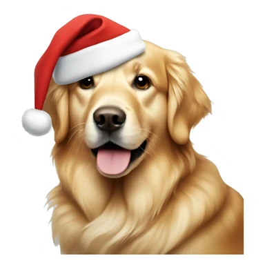 Golden retriever with Santa hat sticker